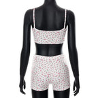 2PCS Floral Print Camisole + Shorts
