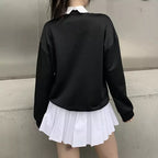 Black Ouija Board Magic Witch Oversized Sweatshirt Sweater Long Sleeve Pullover Jumper Goth Casual E-Girl Kawaii Korean Japanese Harajuku Streetwear