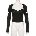 2PCS Patchwork Bow Lace Camisole + Knit Cardigan