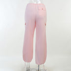 Pink Drawstring Low Waist Trousers