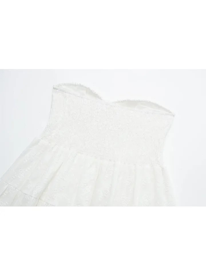 White Strapless Lace Dress