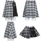 Black & White Plaid Print A-Line Mini Skirt