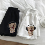 Cat Print Loose Gym Shorts
