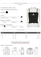 Cute Sexy Black Skull Embroidery Sleeveless Shirt Crop Top Tank Camisole Spaghetti Goth Punk Casual E-Girl Kawaii Korean Japanese Harajuku Streetwear