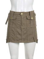 Brown Cargo Pocket Mini Skirt