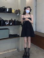 Black Ruffle Pleated Sundress
