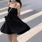 Black Ruffle Pleated Sundress