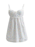 Floral Print Lace Trim Sling Dress