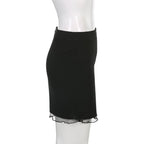 Black Split Mesh Frill Patchwork Mini Skirt