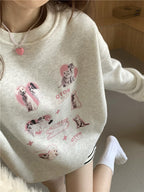 Cat Puppy Print Sweatshirt