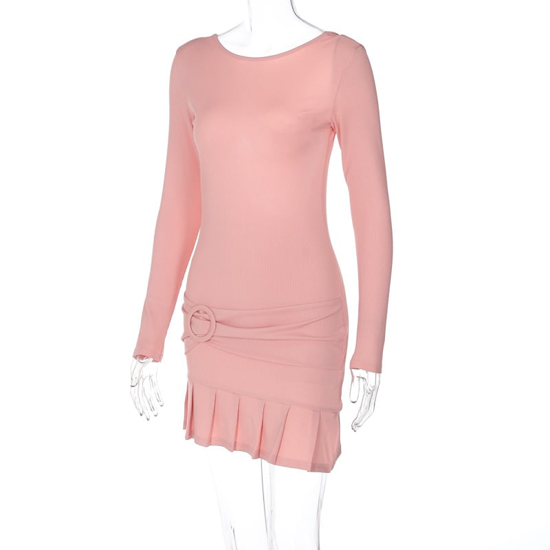 Pink Splice Fold Bodycon Dress