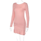 Pink Splice Fold Bodycon Dress