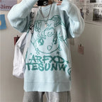 Cute Japanese Anime Girl Knit Long Sleeve Pullover