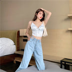 Cut Out Loose High Waist Denim Jeans