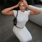 2PCS White T-shirt + Long Pencil Skirt