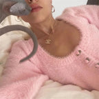 Fluffy Pink Rose Cardigan