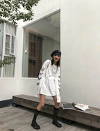 Cute Vintage White Butterfly Print Long Sleeve Shirt Sweatshirt Loose Oversized Autumn Aesthetic E-Girl Kawaii Korean Japanese Harajuku Streetwear