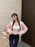 Pink Rabbit Ear Zipper Hoodie