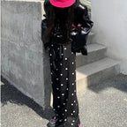 Black Heart Loose High Waist Pants