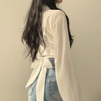White Chic Cropped Long Sleeve Shirt