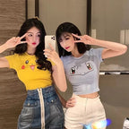 Cute Sexy Pikachu Anime Cartoon Graphic Print Crop Top Short Sleeve Shirt Aesthetic Casual E-Girl Kawaii Korean Japanese Harajuku