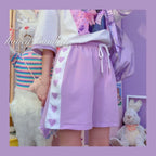 Purple Heart Drawstring Shorts