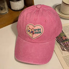 Pink Cat Heart Embroidery Baseball Hat