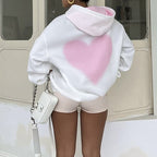 Pink Heart Print Hoodie
