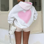 Pink Heart Print Hoodie