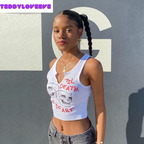 Cute Sexy White Skull Ribbed Sleeveless Tank Crop Top T-shirt Punk Goth Aesthetic Summer Party E-Girl Kawaii Korean Japanese Harajuku Streetwear