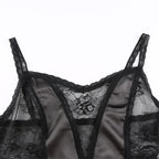 Sexy Black V-Neck Vintage Lace Crop Top Camisole Sleeveless Shirt Dark Academia Goth Punk Summer E-Girl Kawaii Korean Japanese Harajuku Streetwear