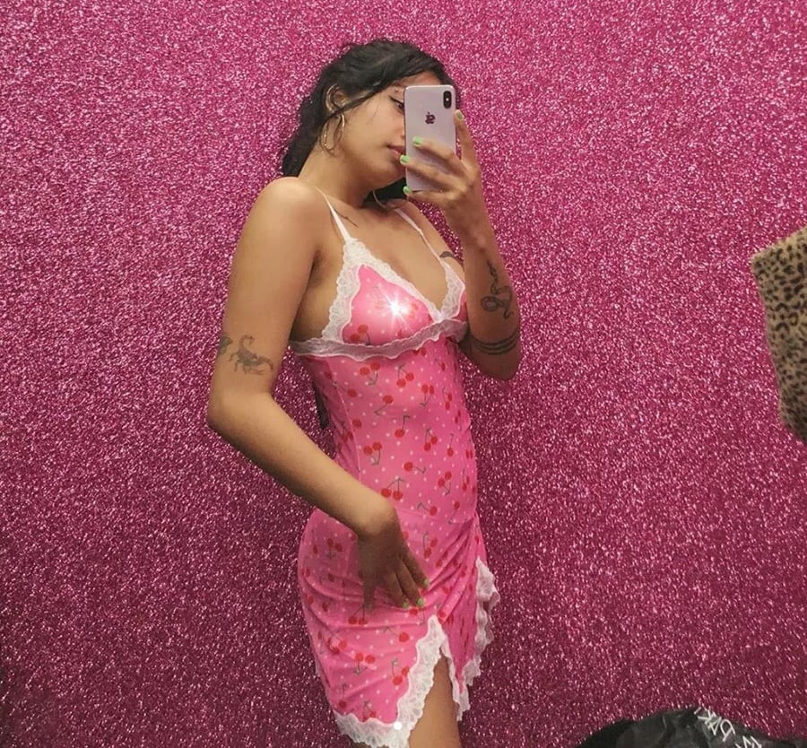 Cute Pink Cherry Lace Up Bodycon Mini Dress Fashion Party Print E-Girl Kawaii Korean Japanese Harajuku Retro Streetwear