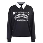 Black Ouija Board Magic Witch Oversized Sweatshirt Sweater Long Sleeve Pullover Jumper Goth Casual E-Girl Kawaii Korean Japanese Harajuku Streetwear