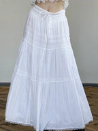 White Low Waist Maxi Skirt