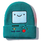 Cute BMO Game Boy Cartoon Embroidery Beanie Knit Winter Cap Hat Unisex Aesthetic Casual Summer E-Girl Kawaii Korean Japanese Harajuku