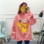 Cute Pikachu Cartoon Oversized Sweater Turtleneck Long Sleeve Shirt Pullover Hoodie Sweatshirt E-Girl Kawaii Korean Japanese Harajuku Retro Streetwear