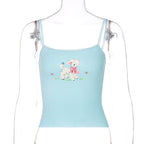 Blue Lamb Print Tank Top