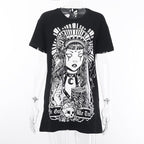Cute Black Witch Anime Girl Cartoon Print Hoodie Sweater Sweatshirt Pullover Shirt Goth Punk E-Girl Kawaii Korean Japanese Harajuku Streetwear