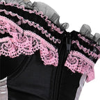 Black & Pink Lace Up Bustier Corset