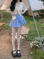 Lace Bandage High Waist Denim Skirt
