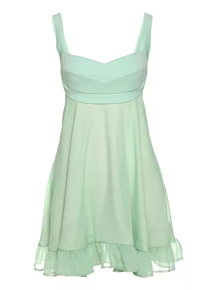 Green Backless Ruffle Dress Aesthetic Casual E-Girl Kawaii Korean Japanese Harajuku