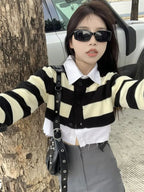 2PCS Stripe Sweater + White Shirt