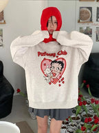 Lady Cartoon Print Sweatshirt
