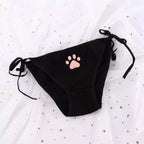 Cute Cat Claw Paw Print Anime Girl Low Waist Cotton Strap Underwear Lingerie Panties Aesthetic Casual Summer E-Girl Kawaii Korean Japanese Harajuku