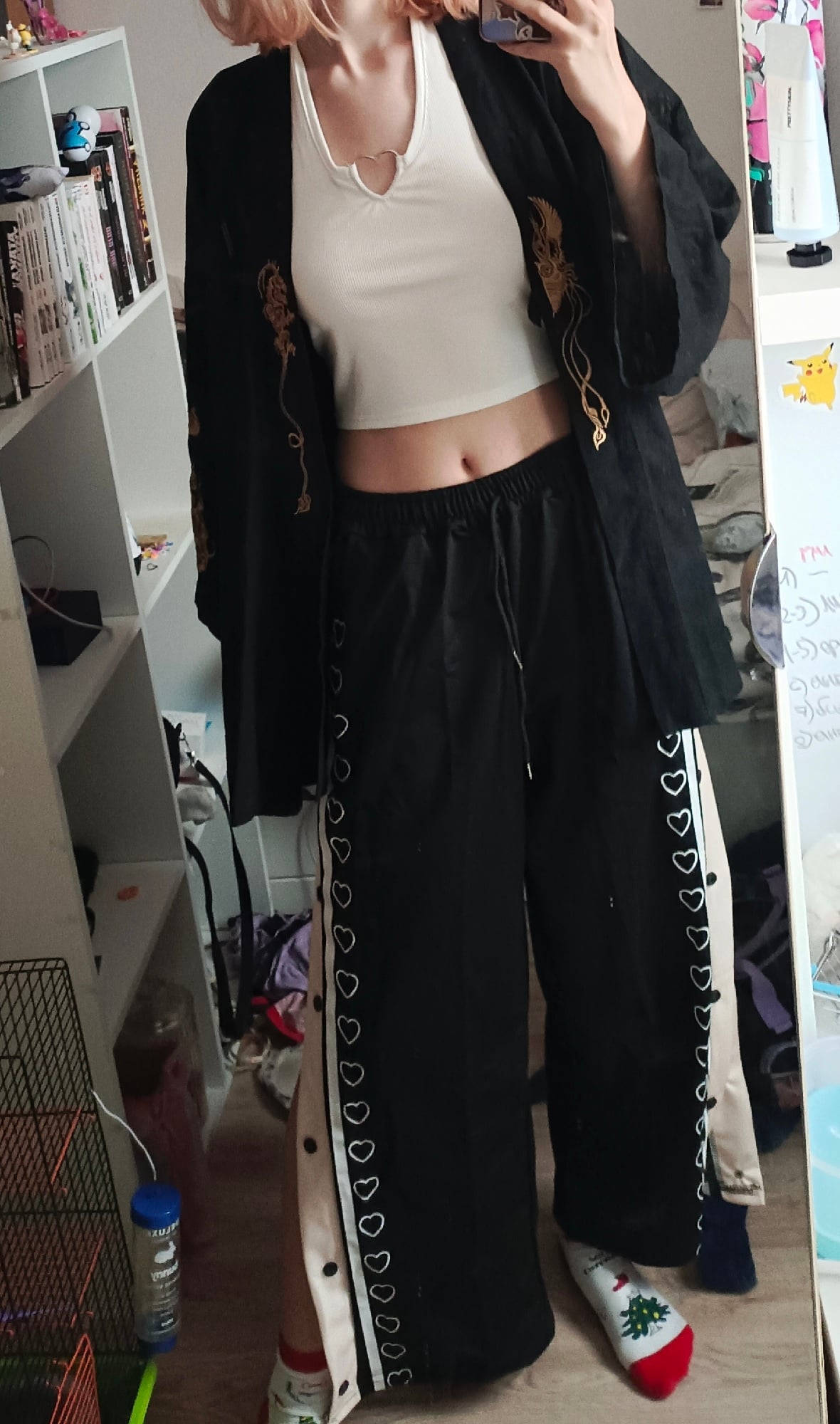 Oversized Heart Loose Split Baggy Trousers