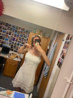 White Ruffle Spaghetti Strap Mini Dress