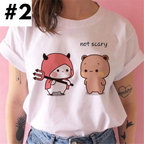 Cute White Cat Kitten Cartoon Print Loose Short Sleeve Shirt Aesthetic Casual E-Girl Kawaii Korean Japanese Harajuku