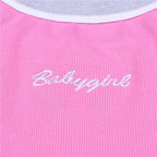 Sexy Pink Babygirl Letter Embroidery Spaghetti Strap Patchwork Crop Top Summer T-shirt E-Girl Kawaii Korean Japanese Harajuku Retro Streetwear Fashion