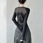 Black Angel Mesh Long Sleeve Shirt
