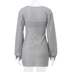 2PCS Vertical Stripe Slip Dress + Jacket